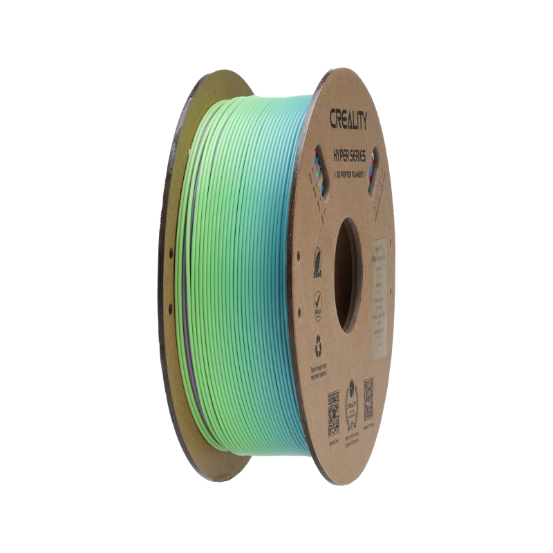 Creality Hyper PLA "Wild Blossom" īso posmu  pasteļtoņu kvēldiegs ar  toņu mix starp balto  tirkīza zilo, smaragda zaļo un zilu.