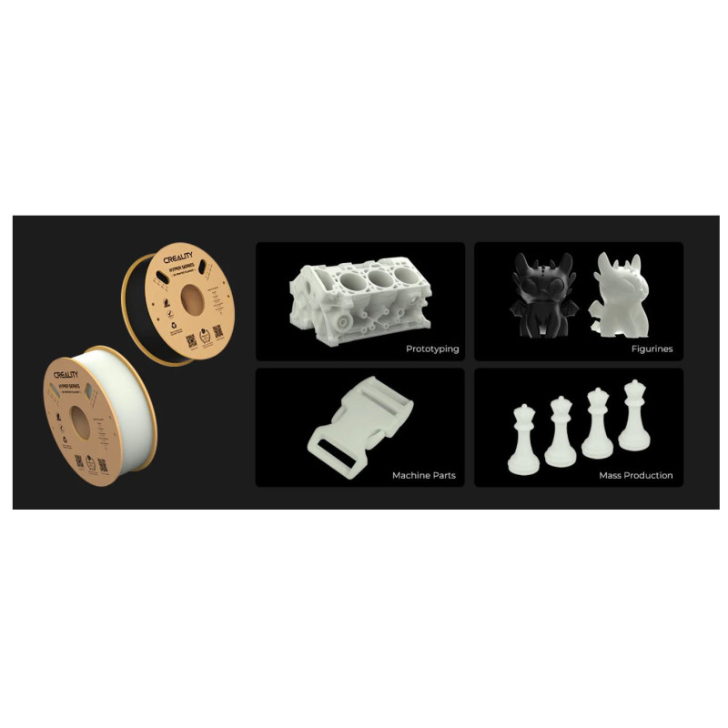 Melns Creality Hyper PLA ir premium augstas kušanas temperatūras . kvēldiegs. diametrs 1, 75 mm kartona spoles svars 1 kg