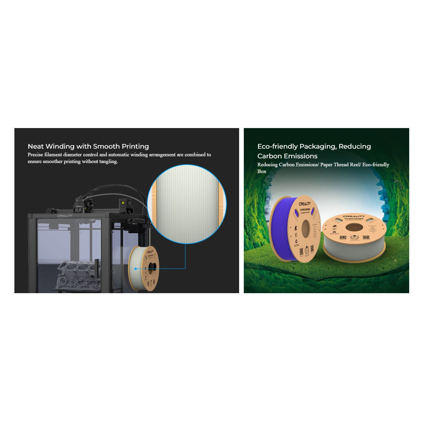 Creality Hyper PLA is a premium filament made of high quality material. Filament diameter 1.75 mm. Cardboard spool weight 1 kg.