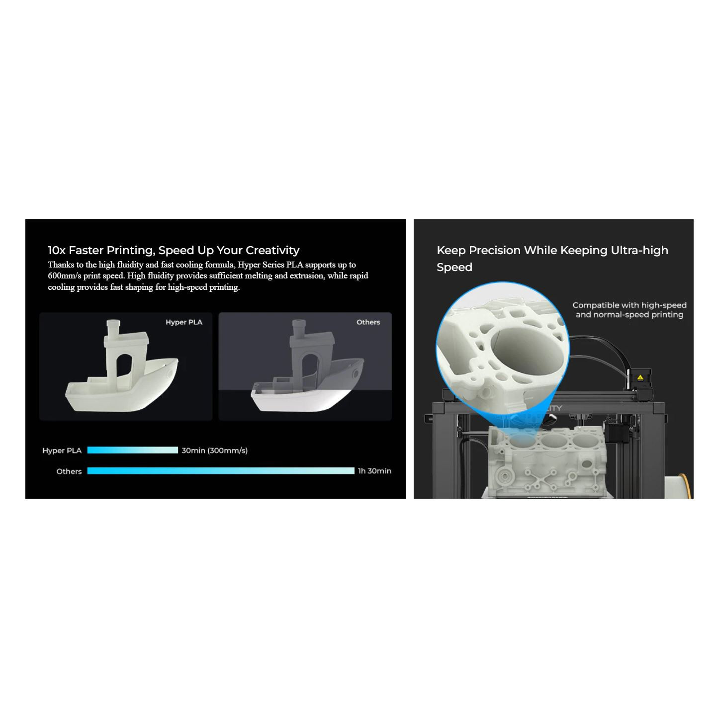 Creality Hyper PLA white Filament diameter 1.75 mm. Cardboard spool weight 1 kg. High filament strength. spool weight 1 kg