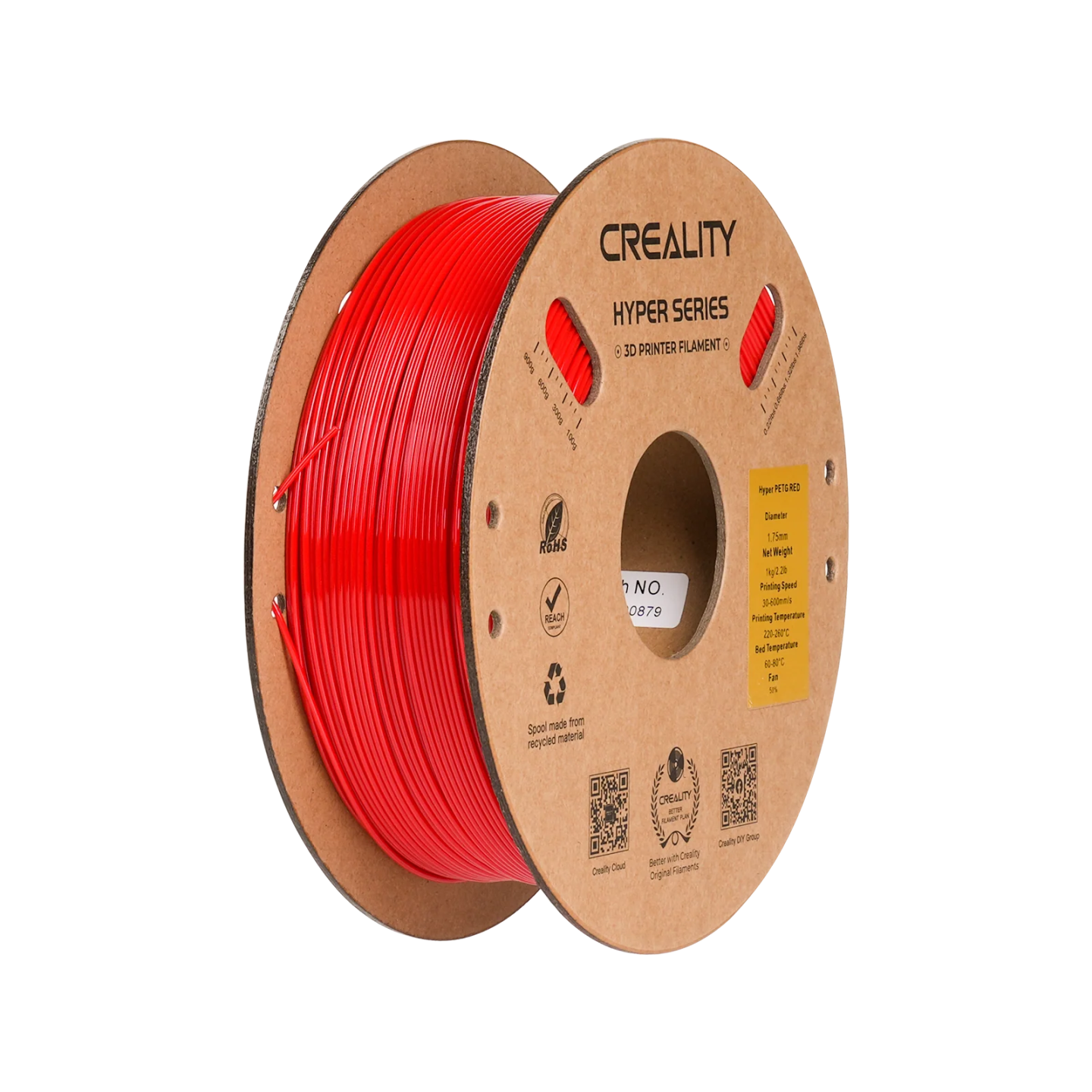 Hyper PETG  to eliminate the disadvantages of traditional PETG - slow solidification. Print speed 350 mm/s.  Spool weigh 1kg.