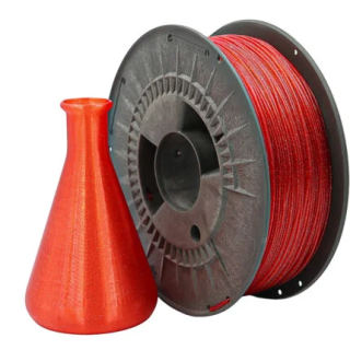 This PETG-based Galaxy red filament with the addition of bright pigments creates a captivating glow for models.