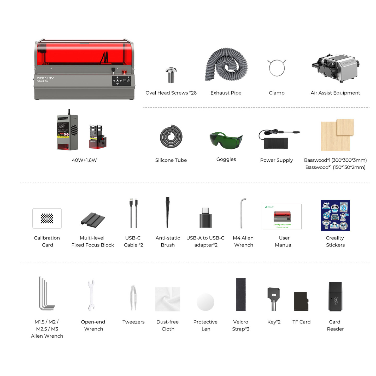 Creality Laser Falcon 2 Pro Gravierer - 40W + 1.6W Laser