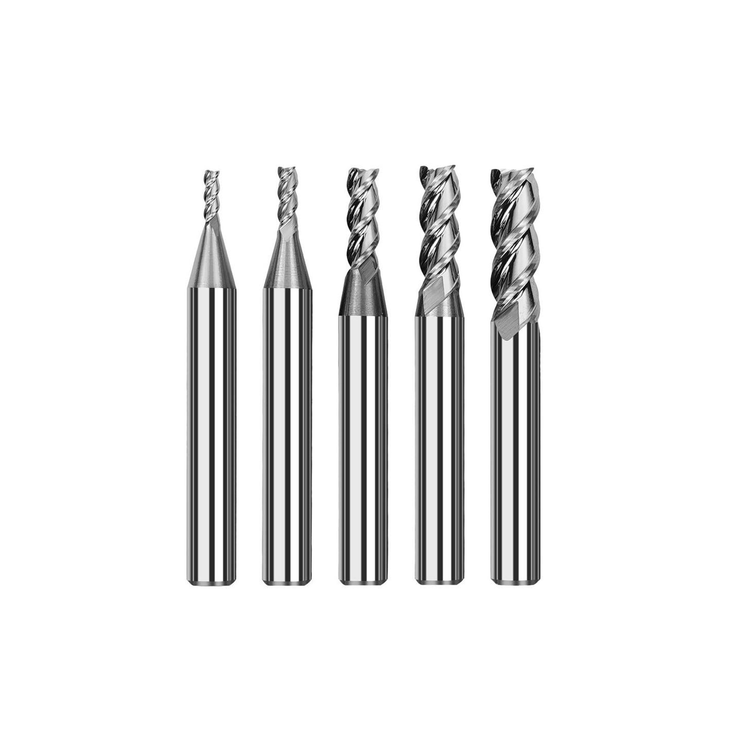TwoTrees HRC55 3 Flute Tungsten Carbide End Mills for CNC - 5pcs