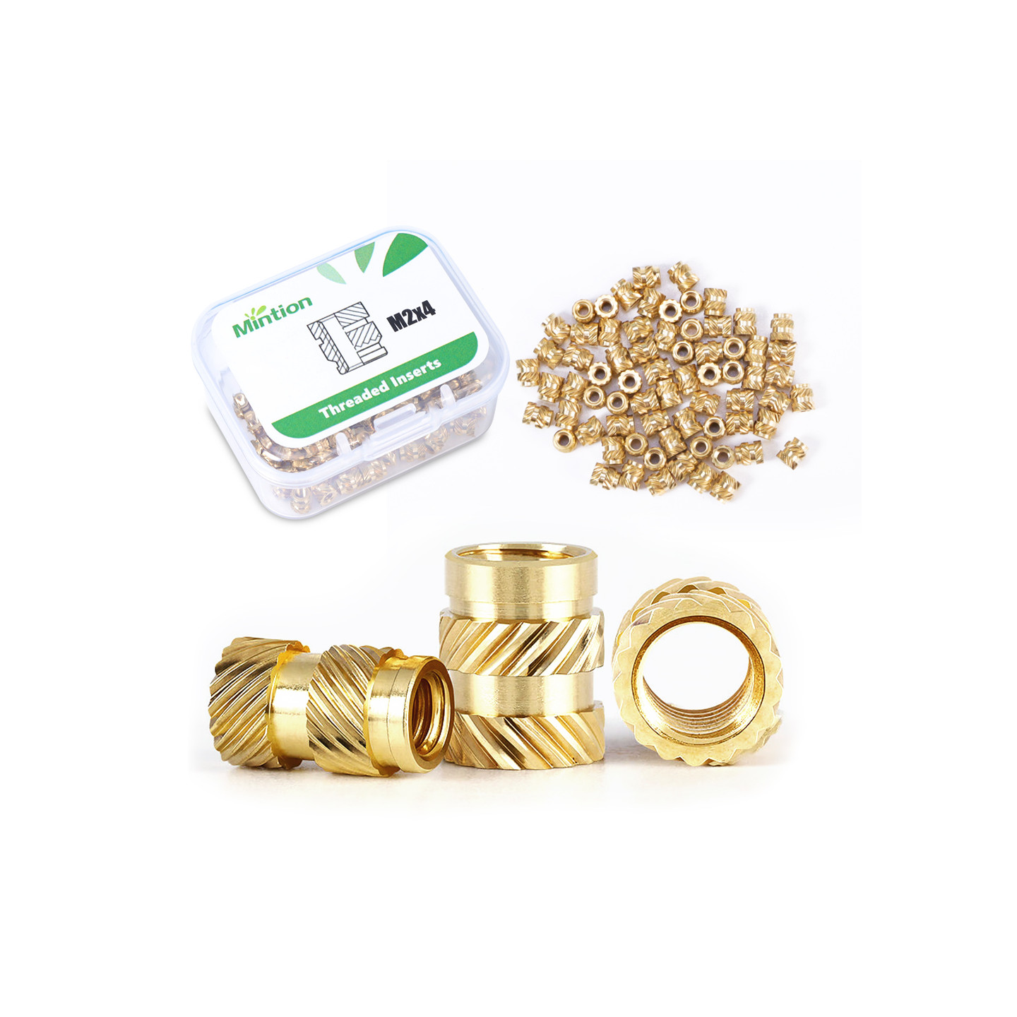 Mintion M2 x 4mm x 3,6mm Threaded Insert Set - 70 pcs