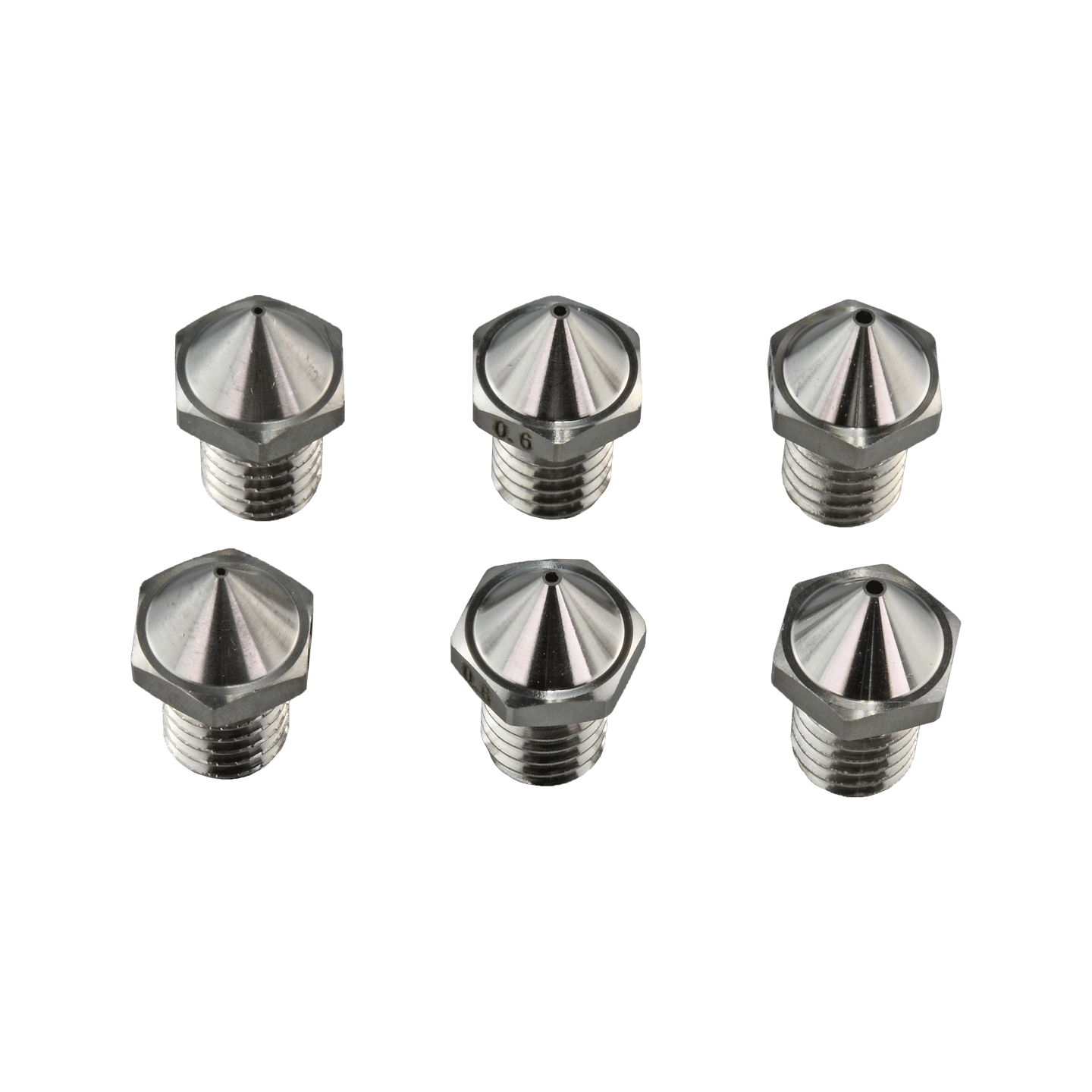 Flashforge Creator 3 Pro / Creator 4 Steel Nozzle Set - 0.4/0.6/0.8 mm - 6-pack