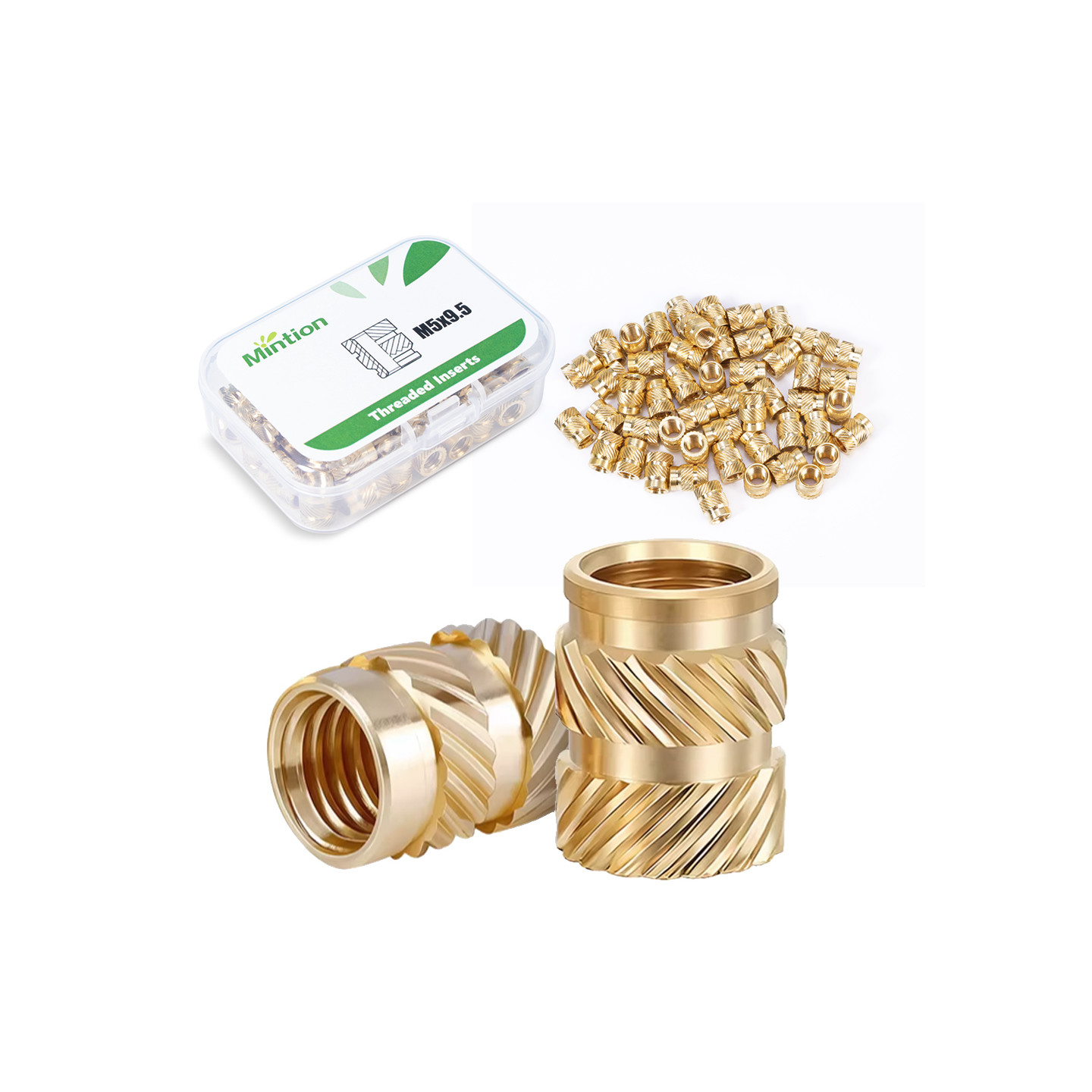 Mintion M5 x 9,5mm x 7,1mm Threaded Insert Set - 50 pcs