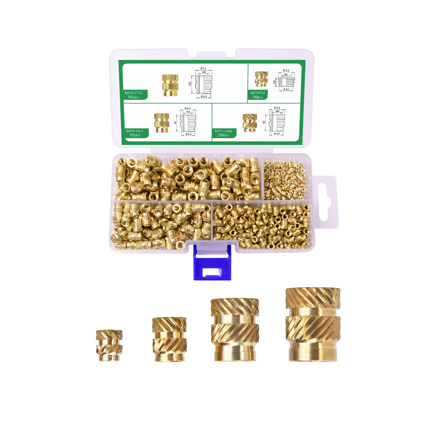 Mintion Assorted Threaded Insert Set - 500 pcs
