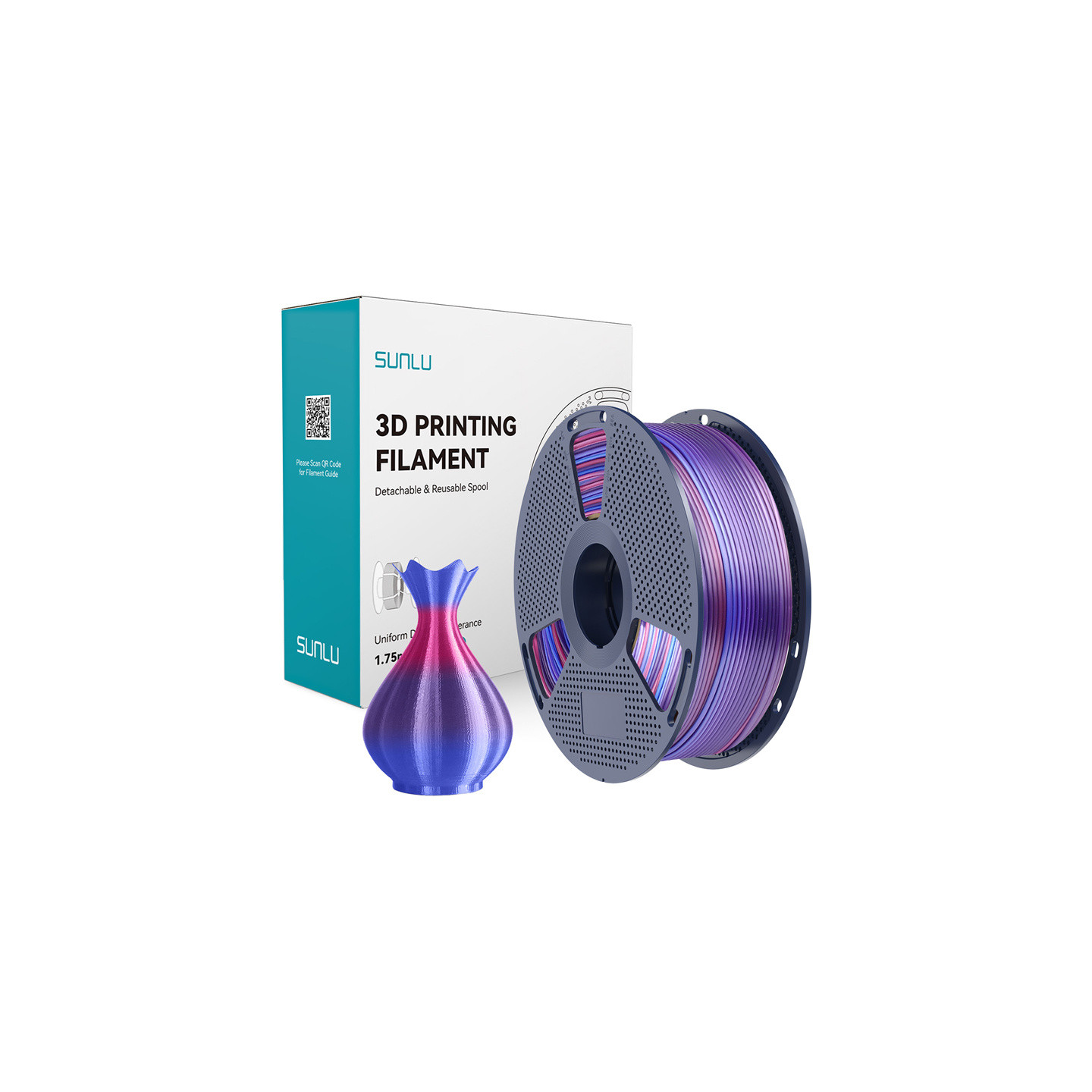Sunlu PLA+ Silk Filament (Rainbow 02)