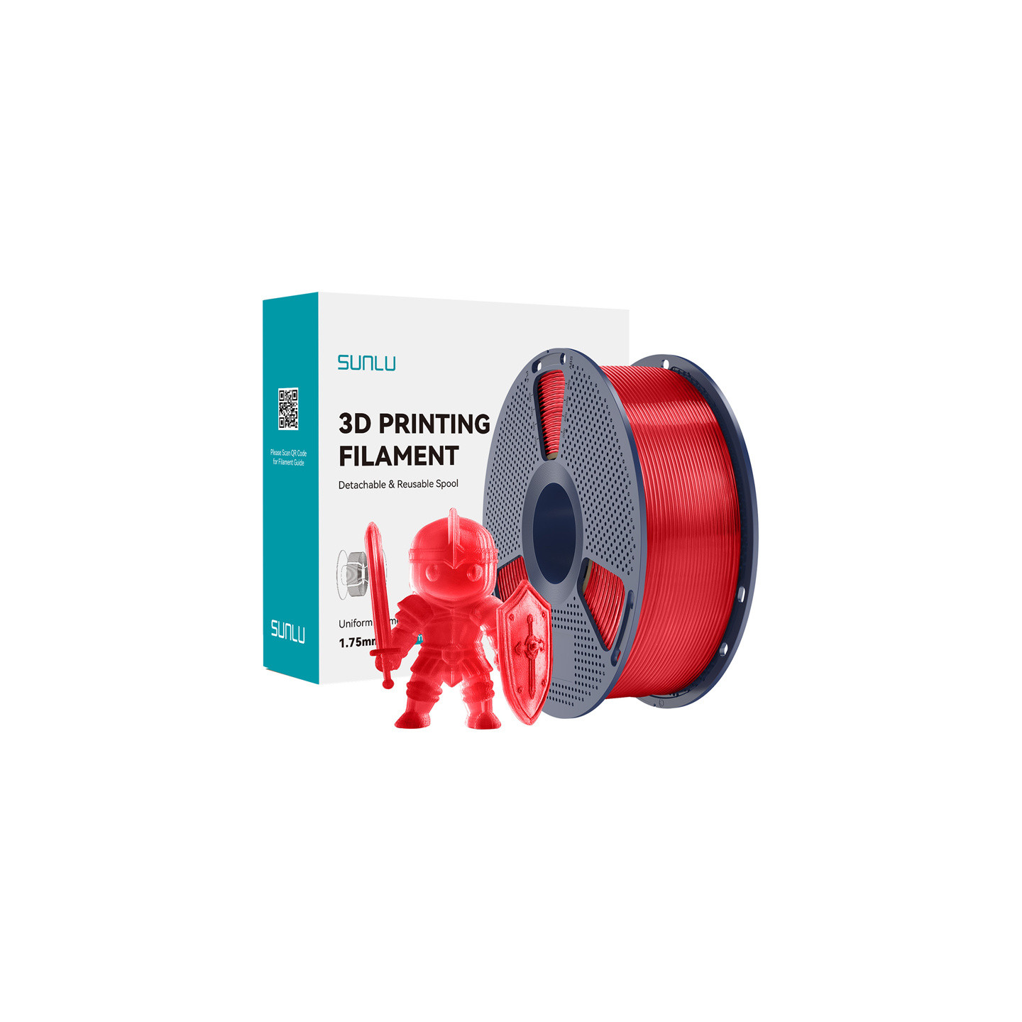 Sunlu PLA+ Filament (Transparent Red)