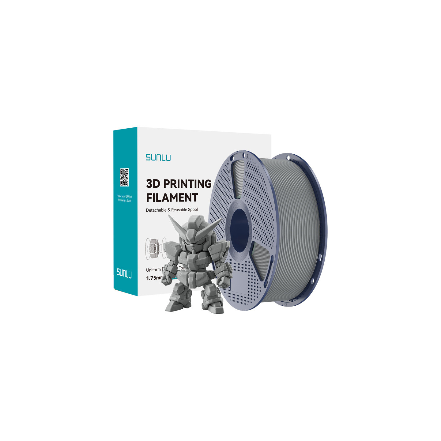 Sunlu PLA+ 2.0 Filament (Gray)