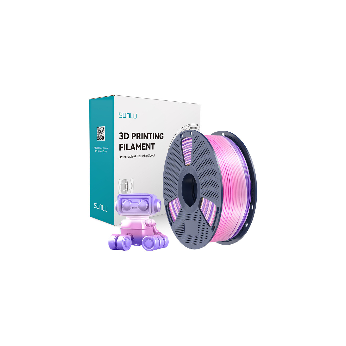 Sunlu PLA+ Silk Filament (Rainbow) 03