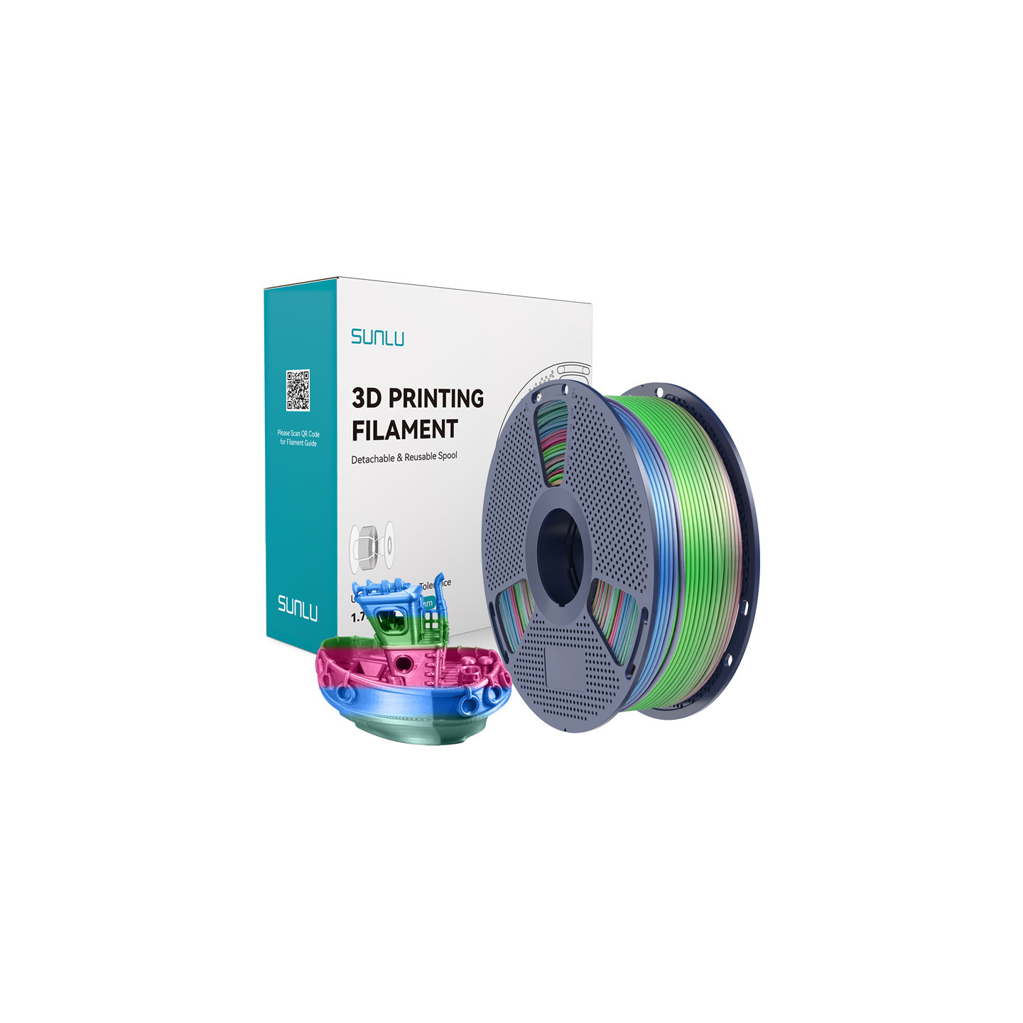 Sunlu PLA+ Silk Filament (Rainbow) 06