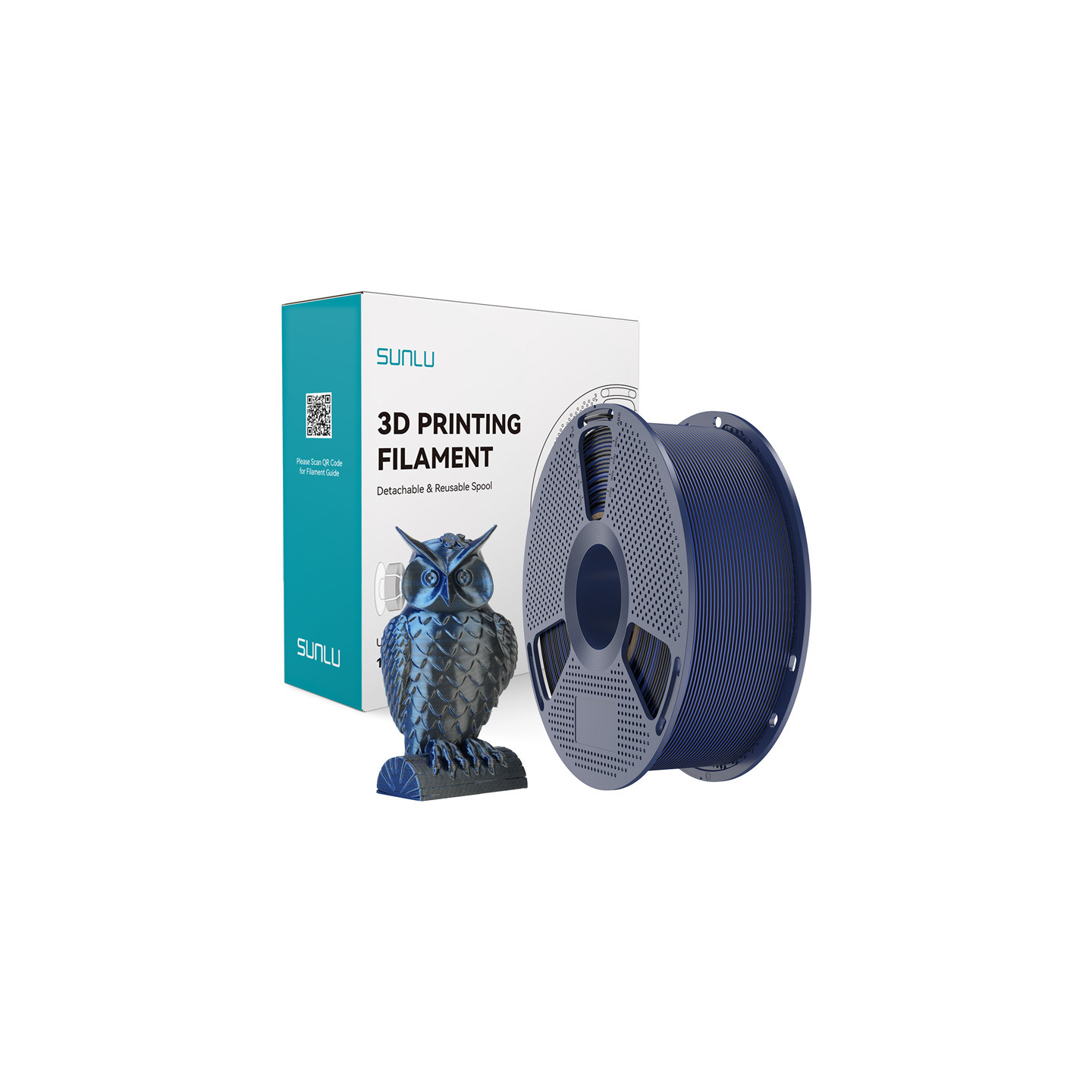 Sunlu PLA+ Silk Dual Color Filament (Black and Blue)