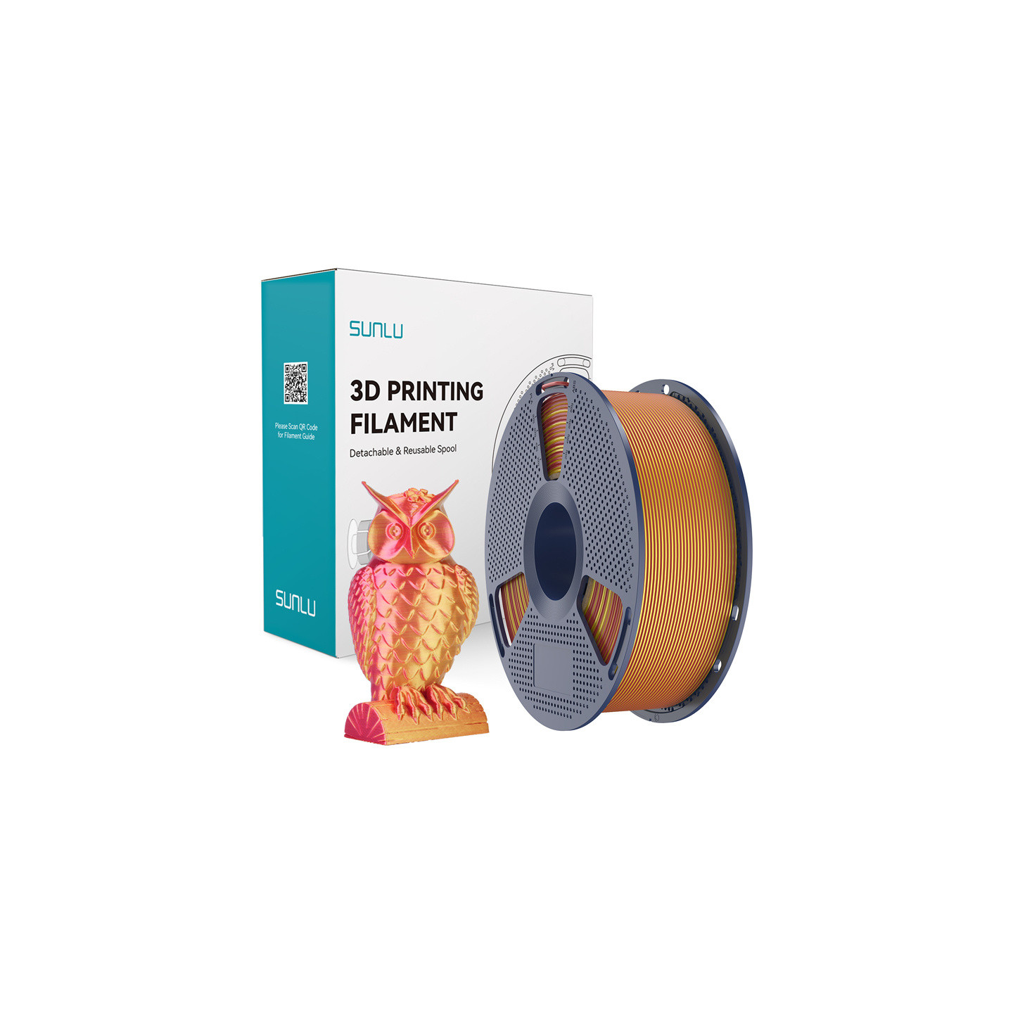 Sunlu PLA+ Silk Dual Color Filament (Red and Gold)