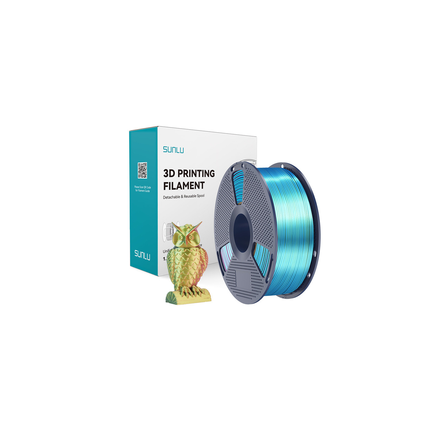 Sunlu PLA+ Silk Tri-Color Filament (red, yellow, and green)