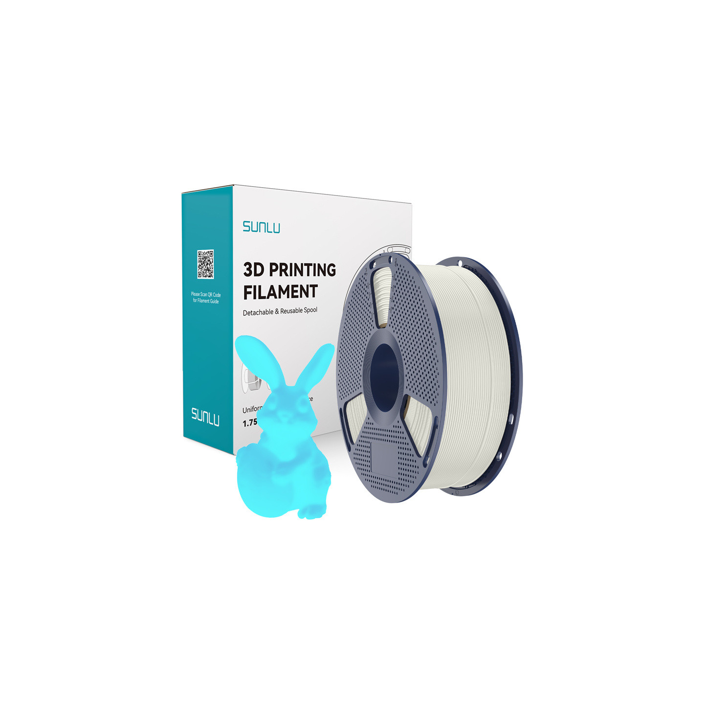 Sunlu PLA Glow-in-the-Dark Filament (White and Blue)