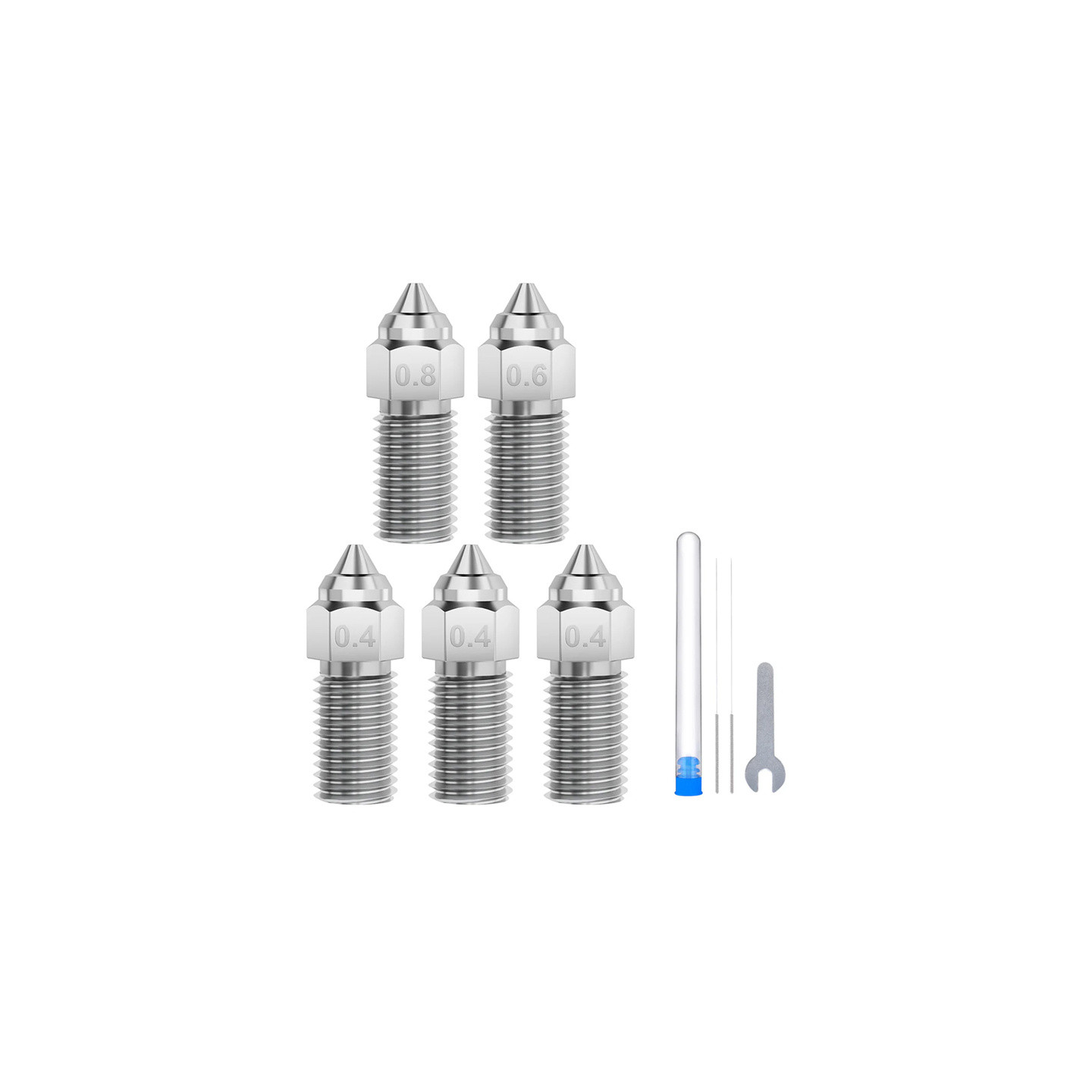 ELEGOO Neptune 4 / 4 Pro Hardened Steel Nozzle Set (0.4 mm x3, 0.6 mm x1, 0.8 mm x1)