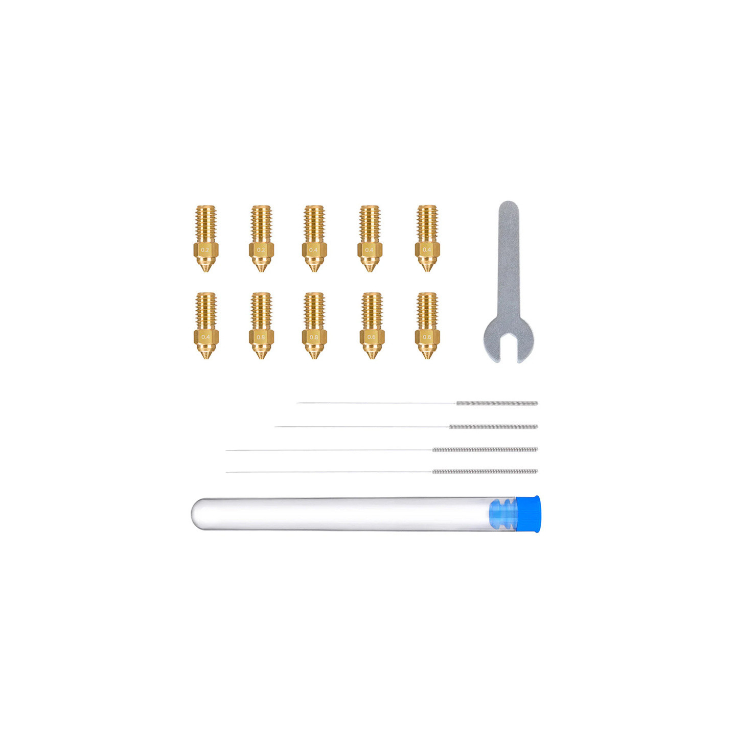 ELEGOO Neptune 4 / 4 Pro Brass Nozzle Set (0.2 mm x2, 0.4 mm x4, 0.6 mm x2, 0.8 mm x2)