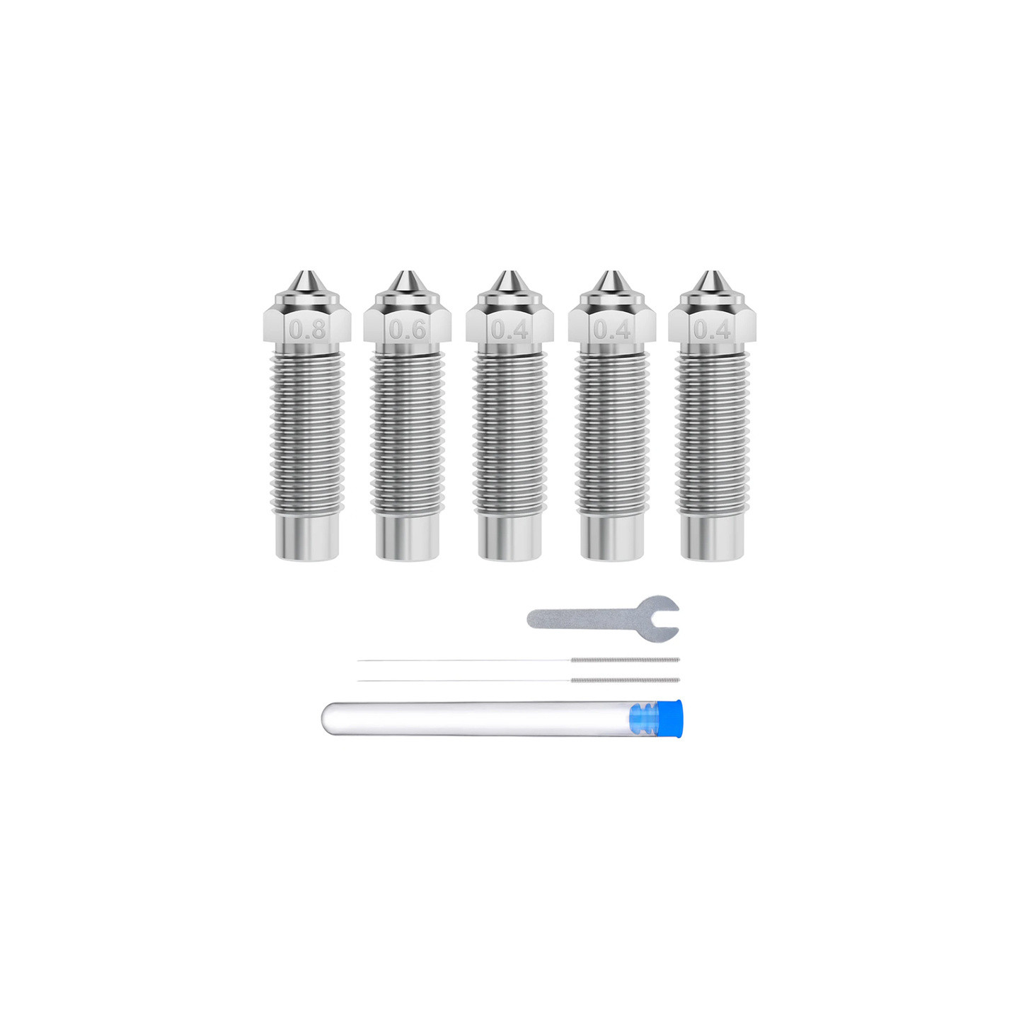 ELEGOO Neptune 4 Plus / 4 Max Hardened Steel Nozzle Set (0.4 mm x3, 0.6 mm x1, 0.8 mm x1)