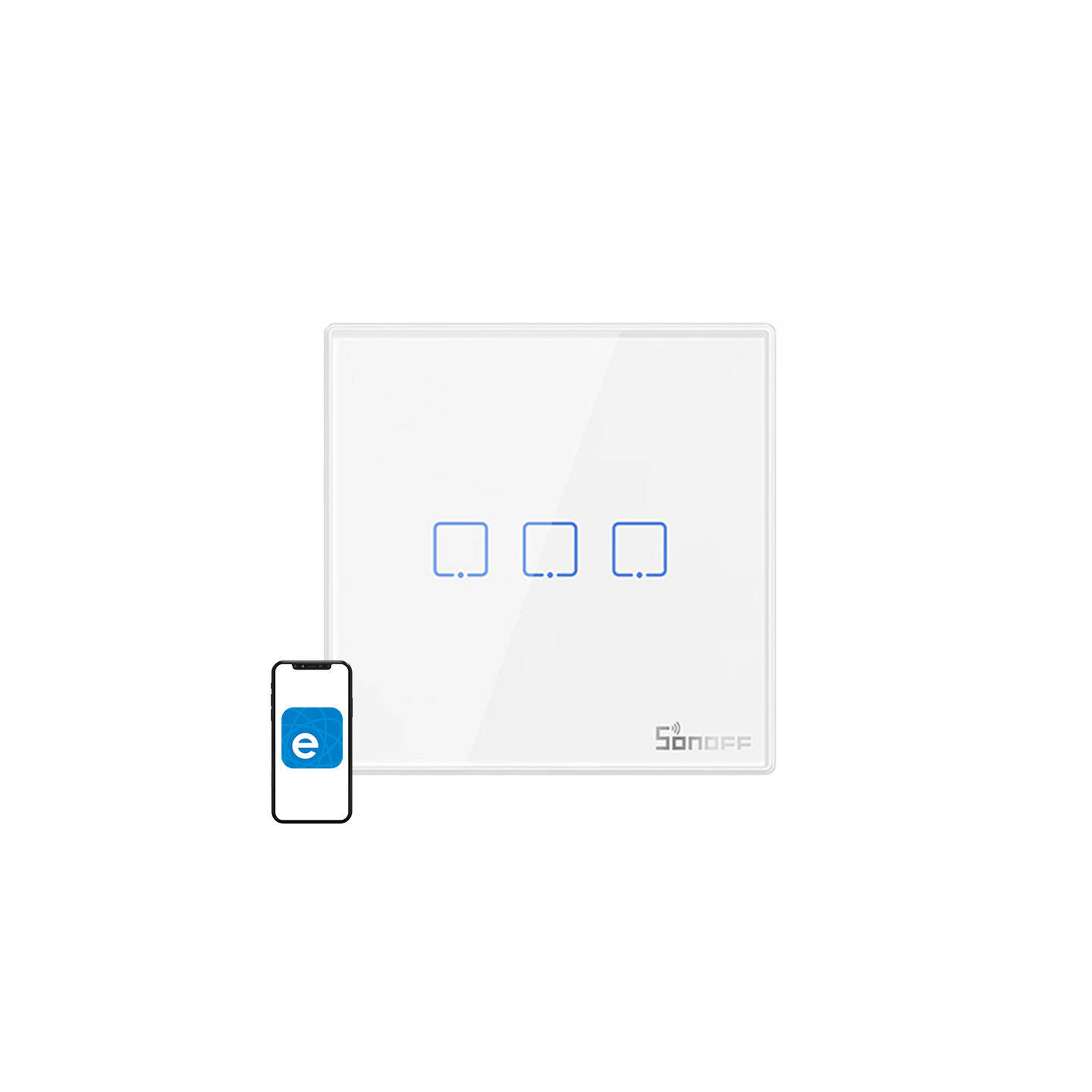 Smart Wireless Wall Switch Sonoff T2EU3C-RF 433MHz (3-channel)