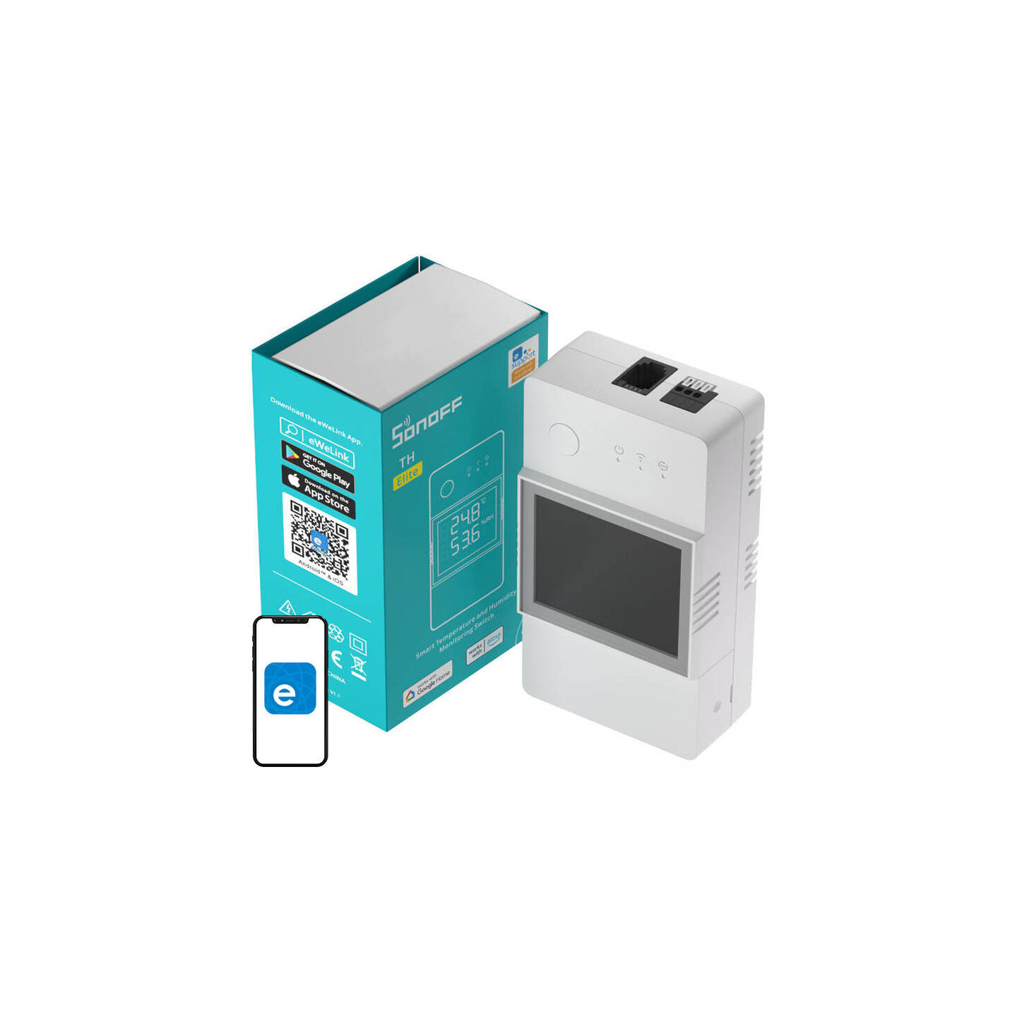 Smart WiFi temperature and humidity monitoring switch Sonoff THR320D TH Elite