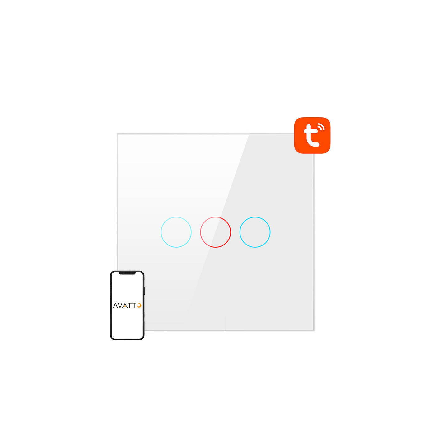 Smart Light Switch WiFi Avatto TS02-EU-W3 3 Way TUYA (white)
