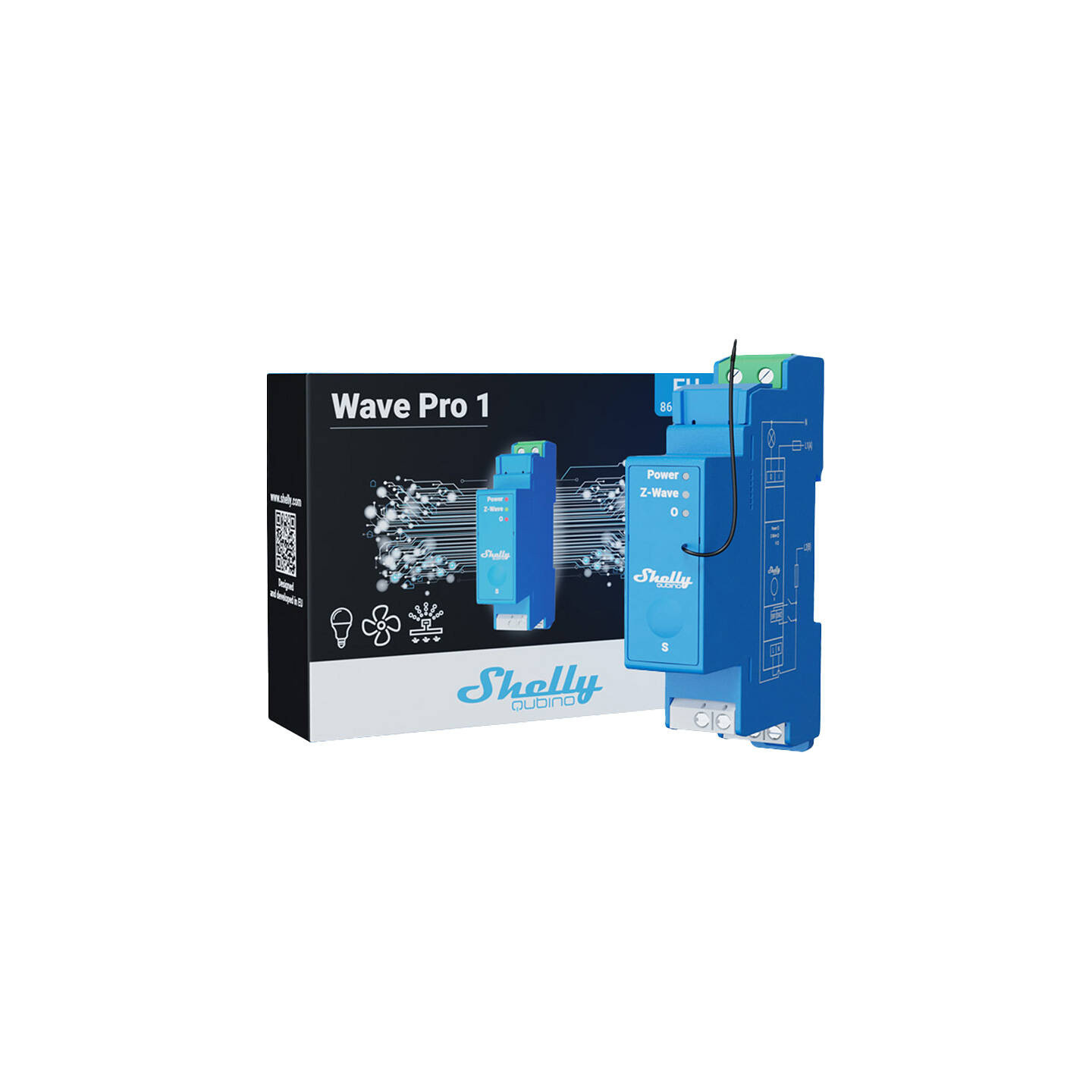 Shelly Qubino Pro 1 DIN rail Relay, 1-channel, Z-Wave