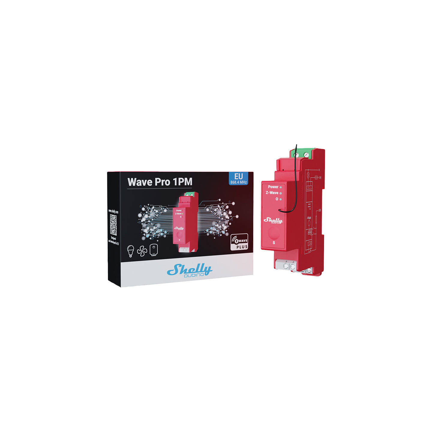 Shelly Qubino Pro 1PM DIN rail Relay, 1-channel, Z-Wave (Power measurement)