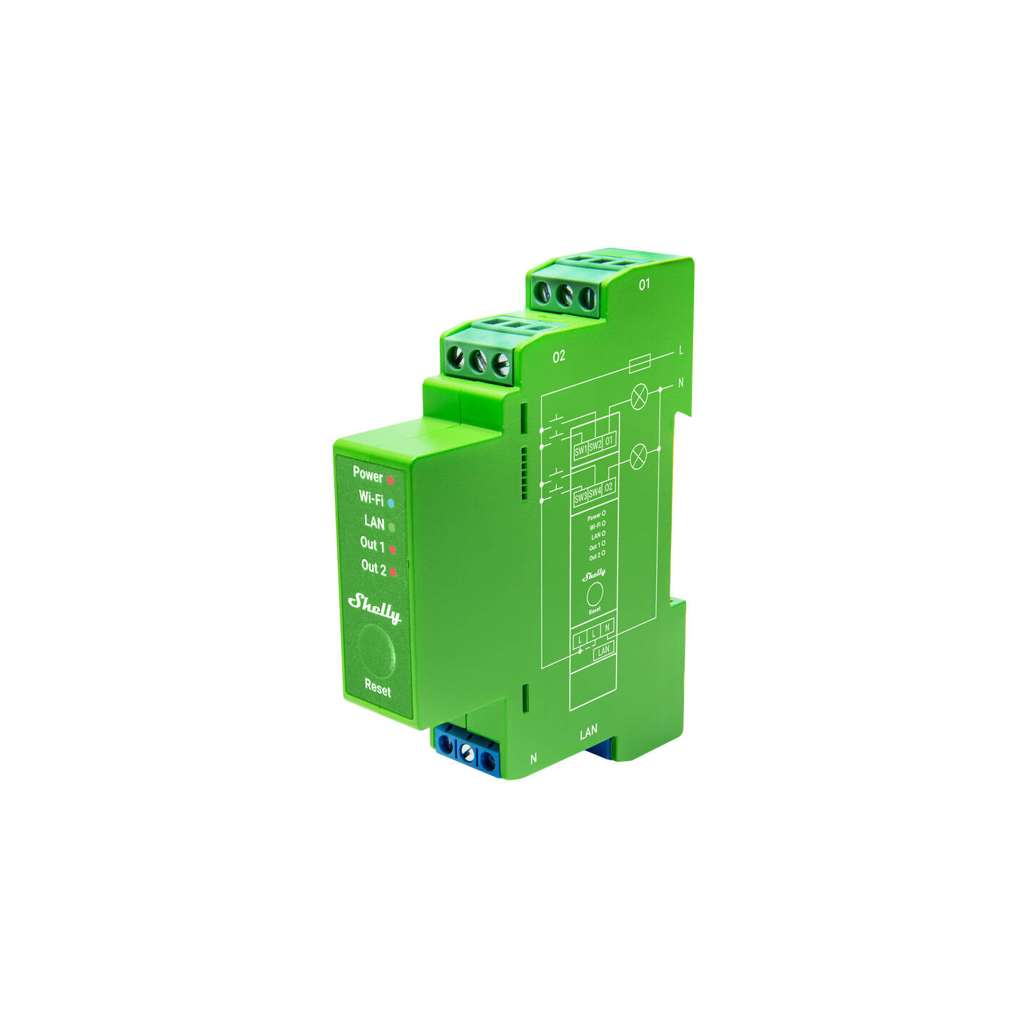 Shelly Pro Dimmer 2 DIN Rail Smart Switch, 2-channel