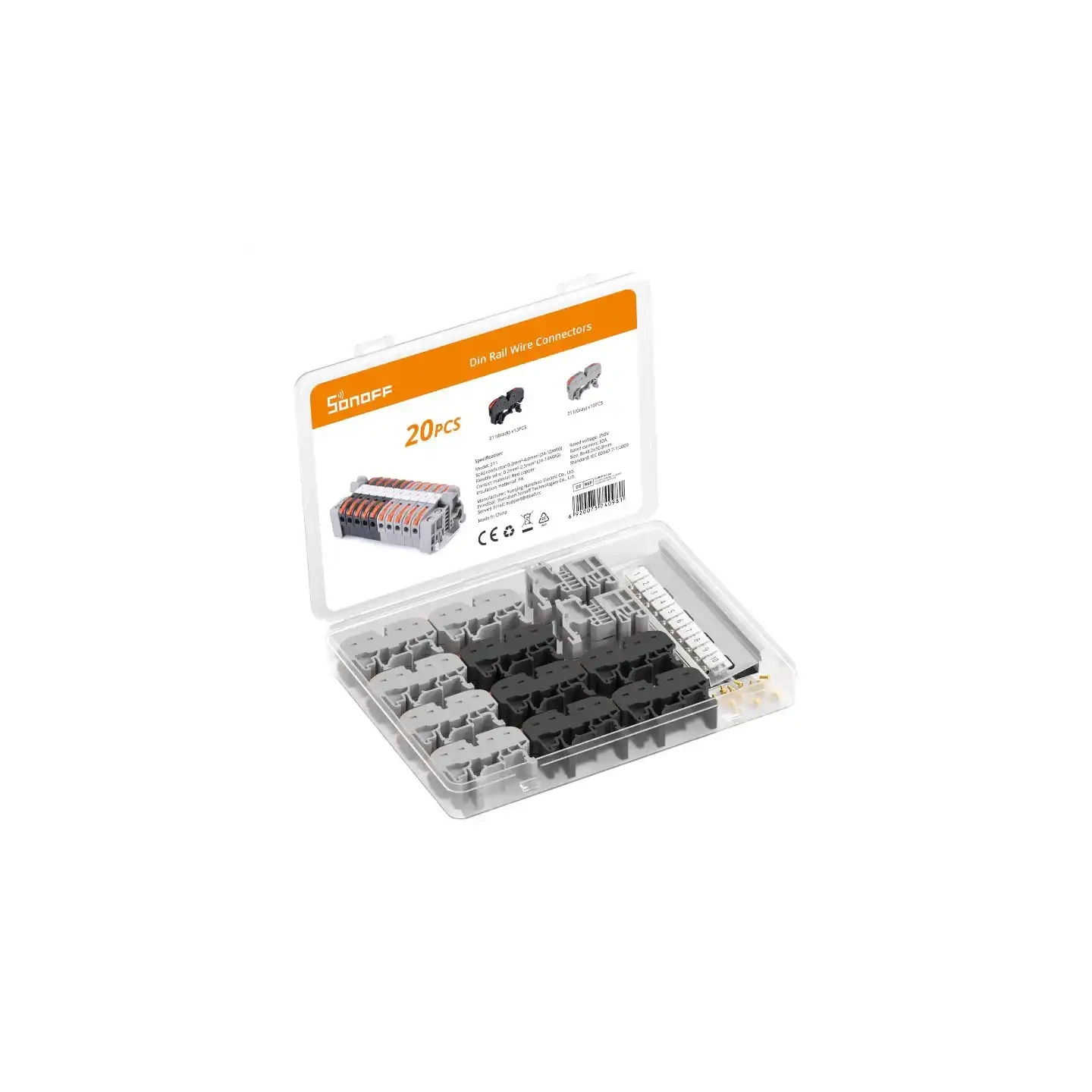 DIN Rail wire connector Sonoff set (20 pcs)