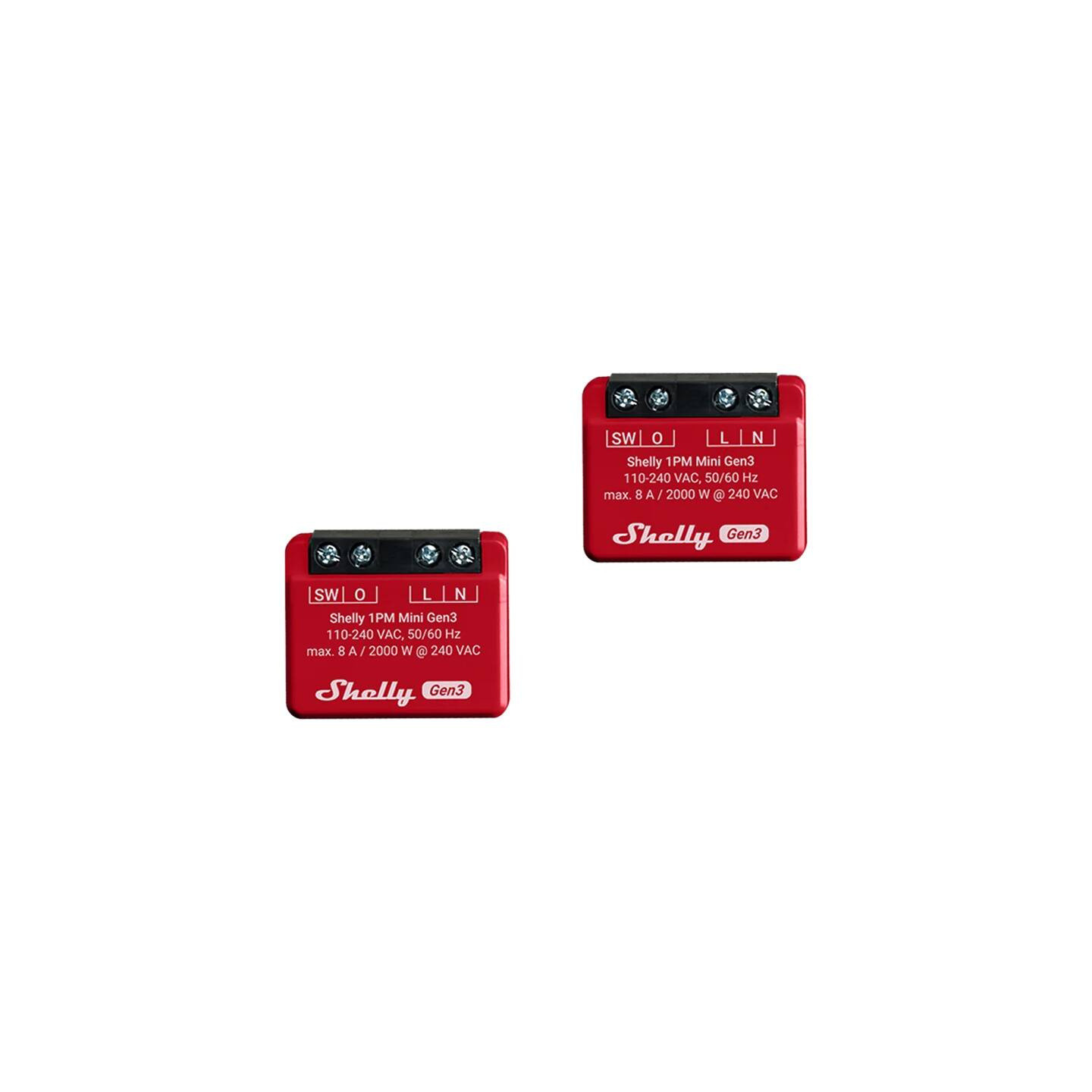 Shelly 1PM Mini Gen3 Set of 2 Controllers, WiFi/Bluetooth