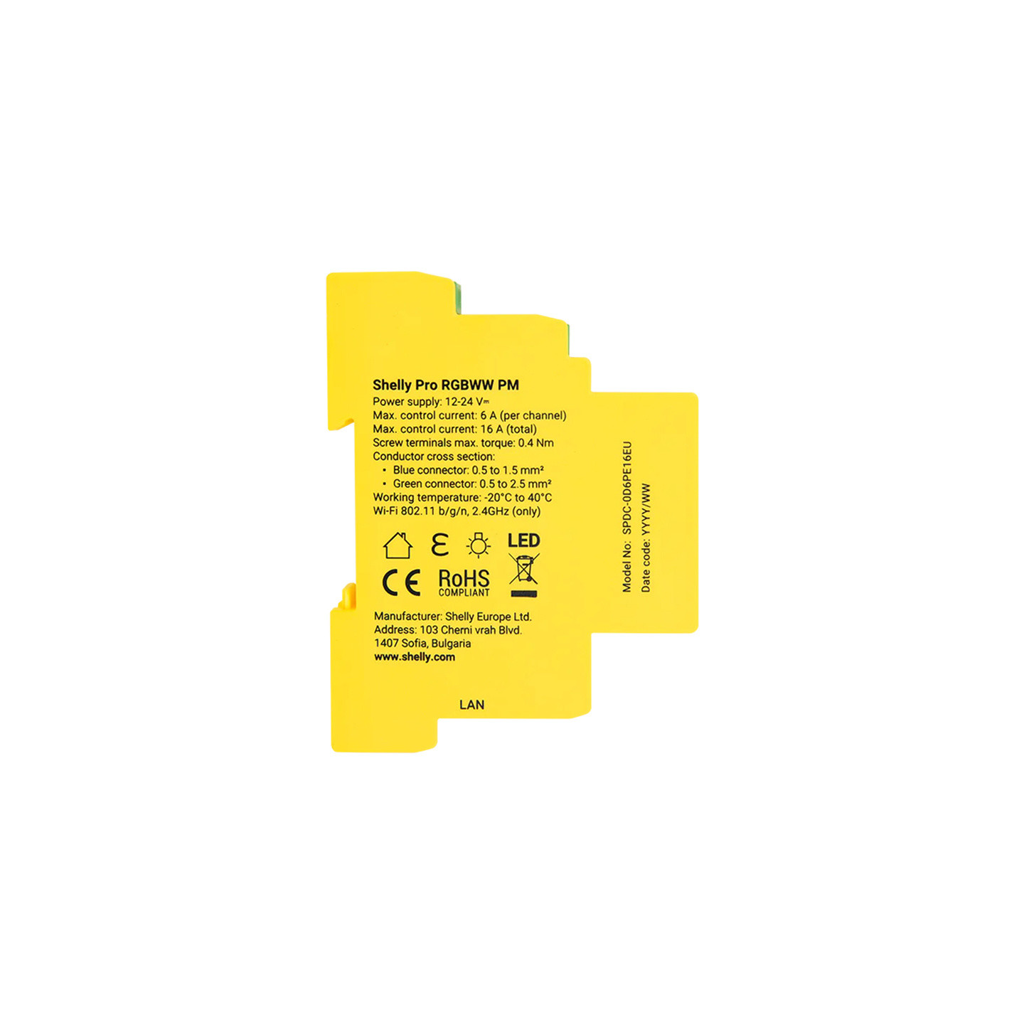 Shelly RGBWW Pro WiFi 5-Channel DIN Rail Lighting Controller