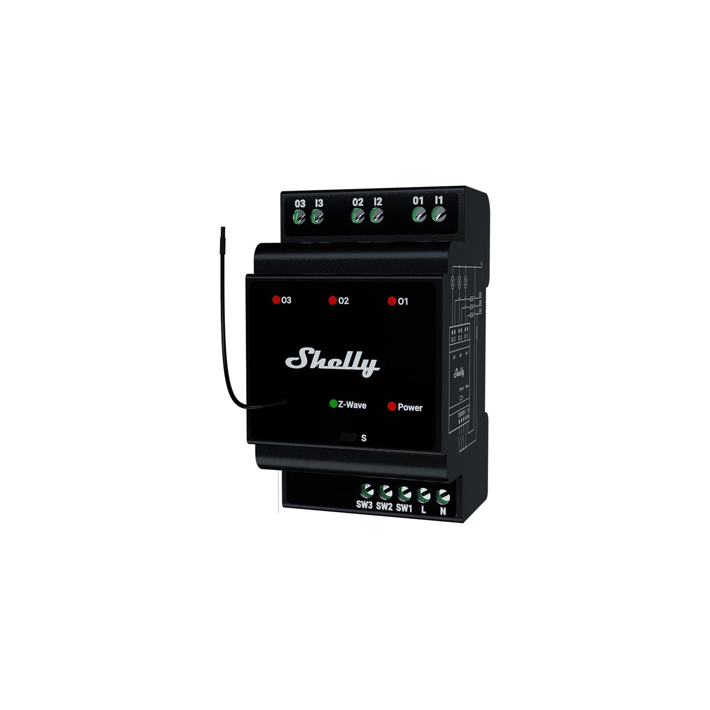 Shelly Qubino Wave Pro 3 Z-Wave 3 channel DIN rail relay