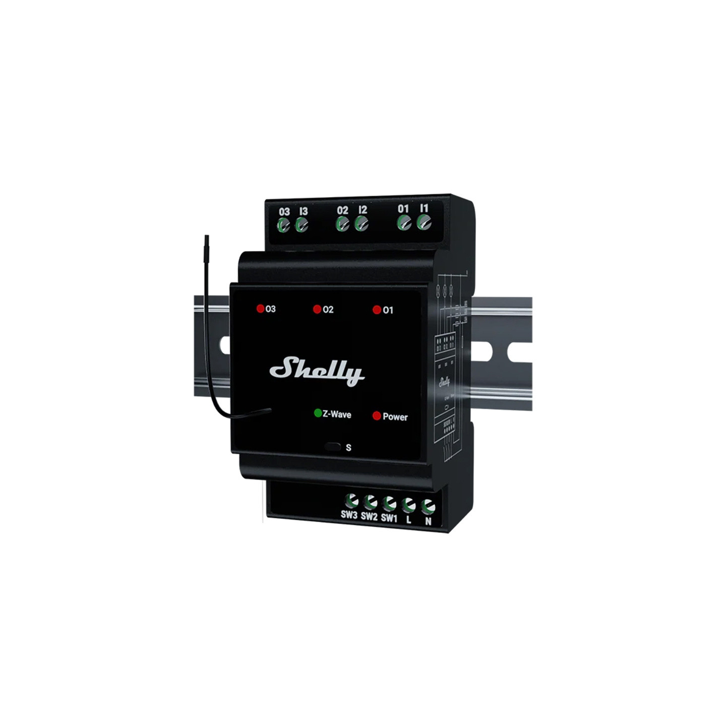 Shelly Qubino Wave Pro 3 Z-Wave 3 channel DIN rail relay