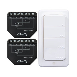 Set of 2 WiFi Shutter Controllers for Blinds/Curtains Shelly Shutter + BLU RC Button 4