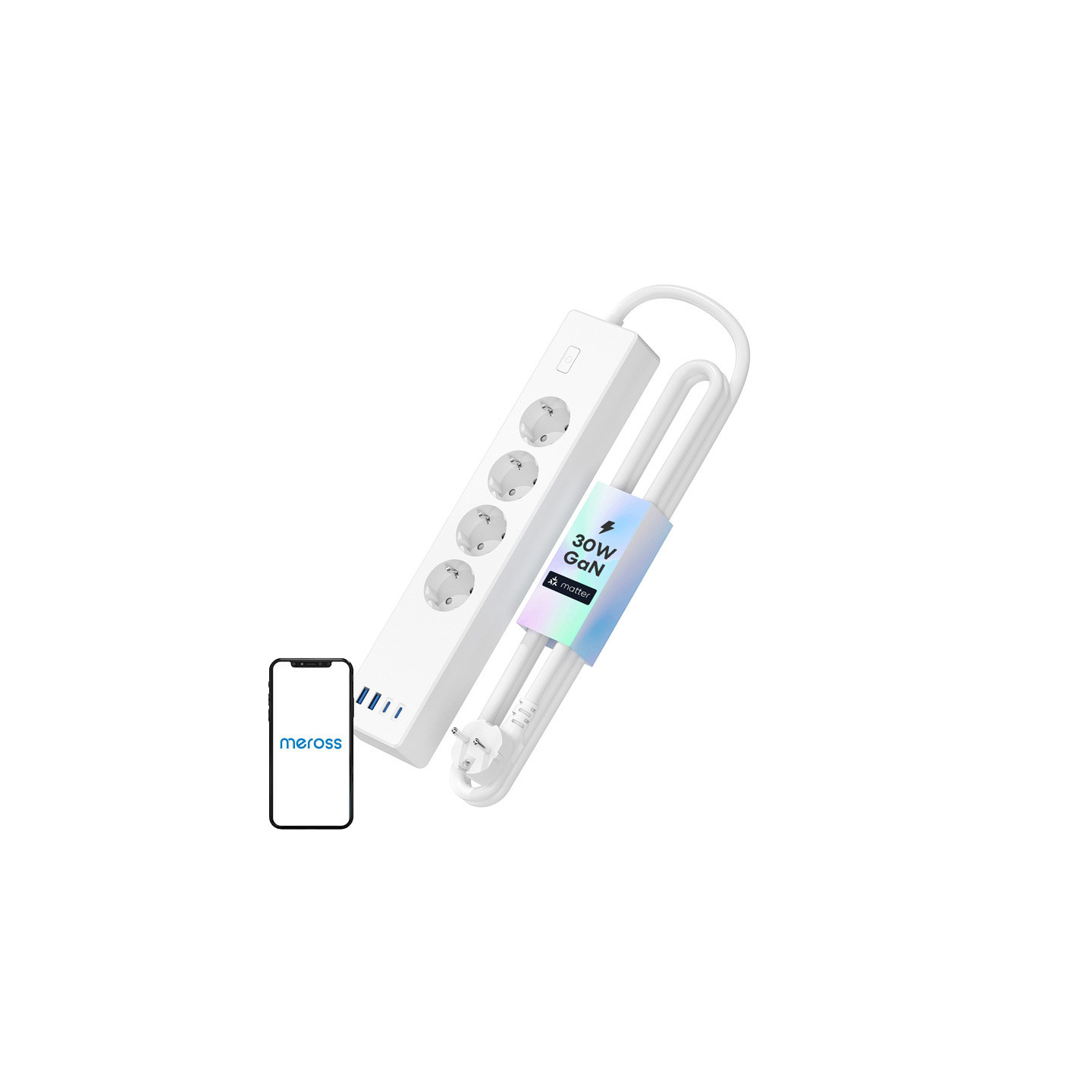 Meross MSP844(EU) smart fast charging power strip, 4 outlets + 2x USB-A + 2x USB-C (Matter)