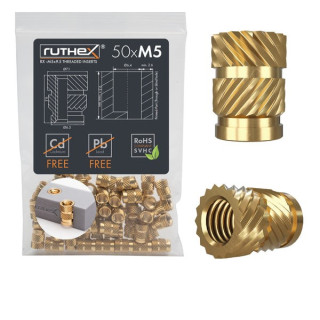Ruthex M5 threaded insert – Rx-M5x9.5 - 50 pcs
