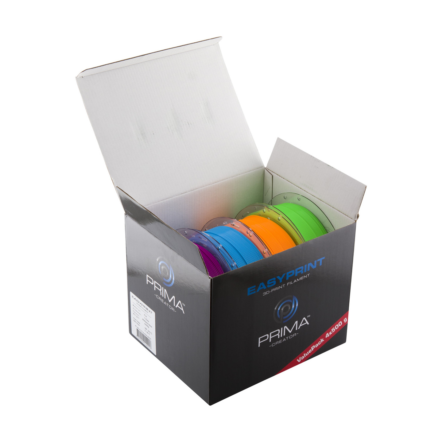 EasyPrint PLA Value Pack Neon - 1.75mm - 4x 500 g (Total 2 kg) - Neon Blue, Neon Green, Neon Orange, Neon Purple