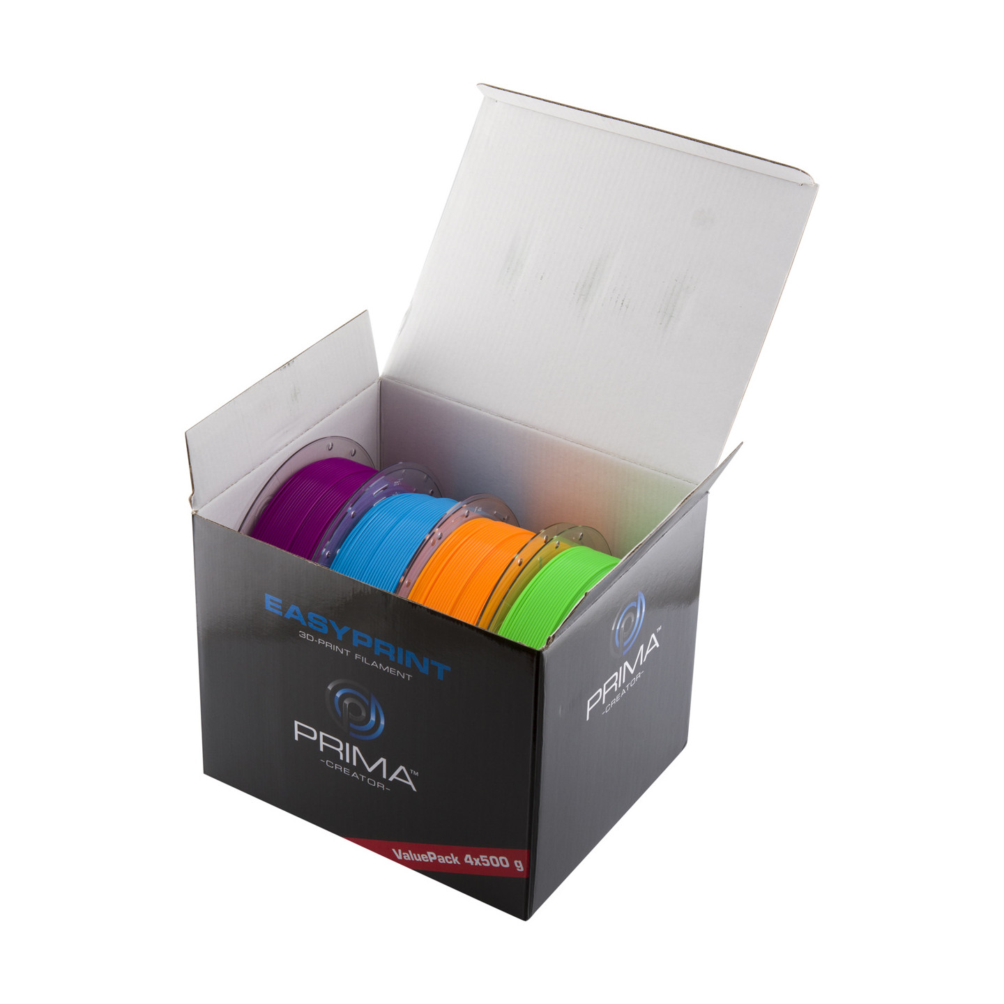 EasyPrint PLA Value Pack Neon - 1.75mm - 4x 500 g (Total 2 kg) - Neon Blue, Neon Green, Neon Orange, Neon Purple