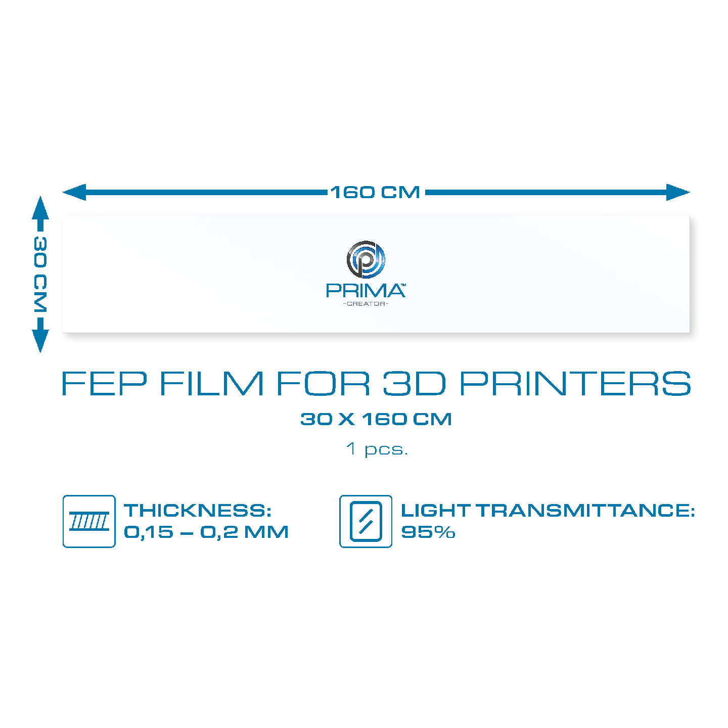 PrimaCreator FEP Film Roll for 3D Printers - 30 x 160 cm