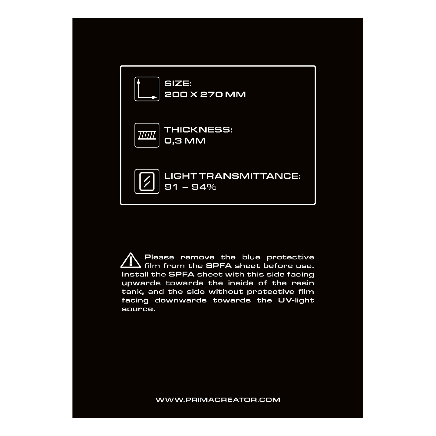 PrimaCreator SPFA Film Sheet for 3D Printers - 200 x 270 mm