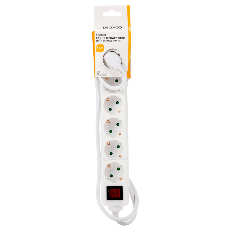Deltaco 6 Socket Power Strip