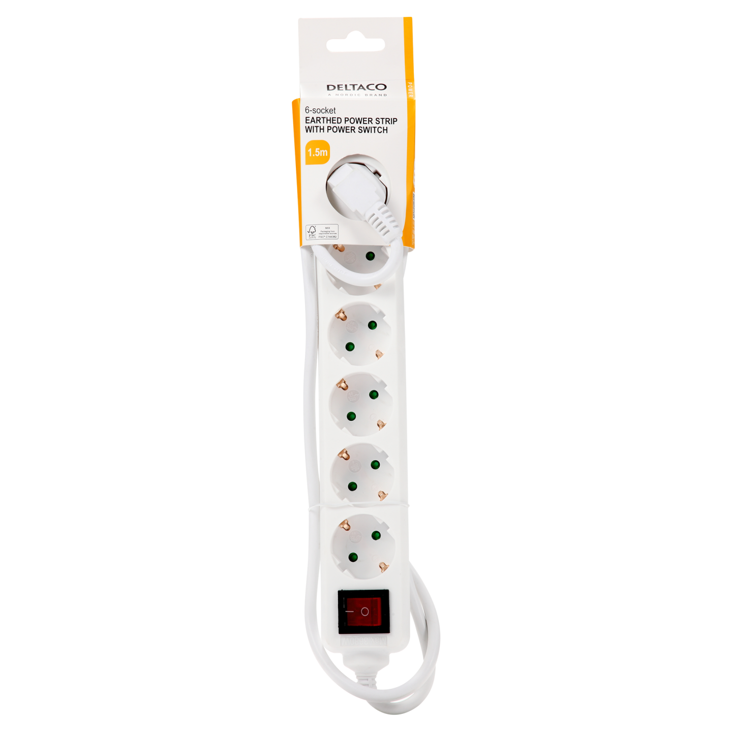 Deltaco 6 Socket Power Strip