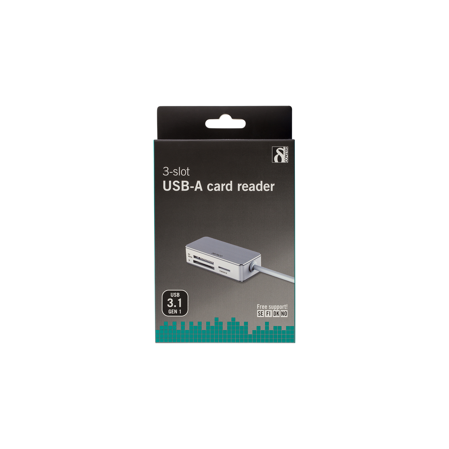 Deltaco USB 3.1 Card Reader - 3-slot