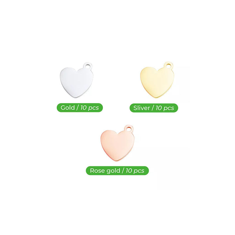 xTool Heart-Shaped Pendant - Gold, Silver, & Rose Gold - 30pcs