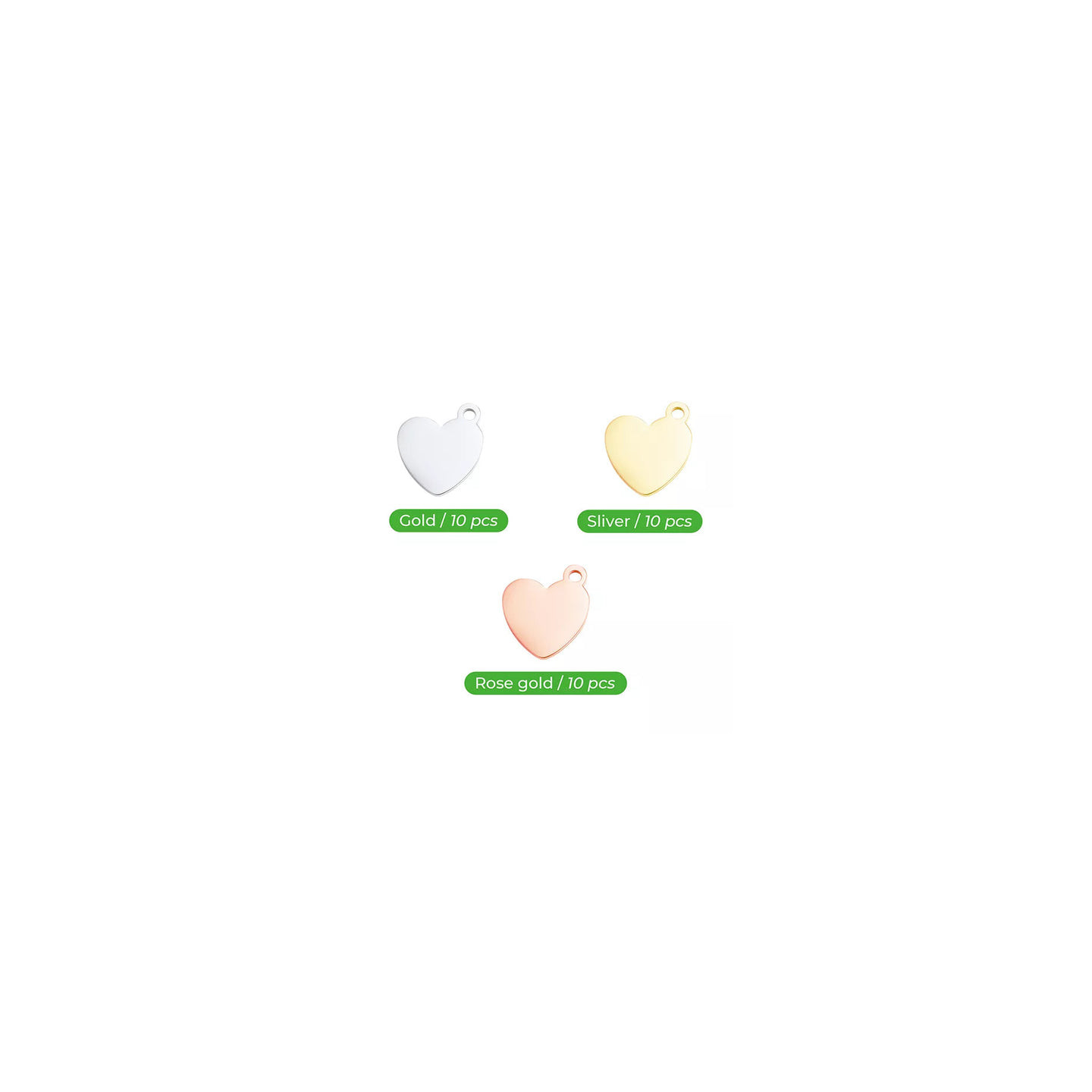 xTool Heart-Shaped Pendant - Gold, Silver, & Rose Gold - 30pcs
