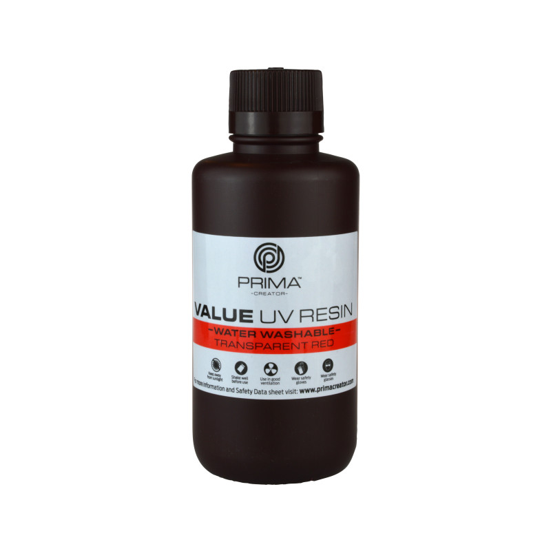 PrimaCreator Value Water Washable UV Resin - 500 g - Transparent Red