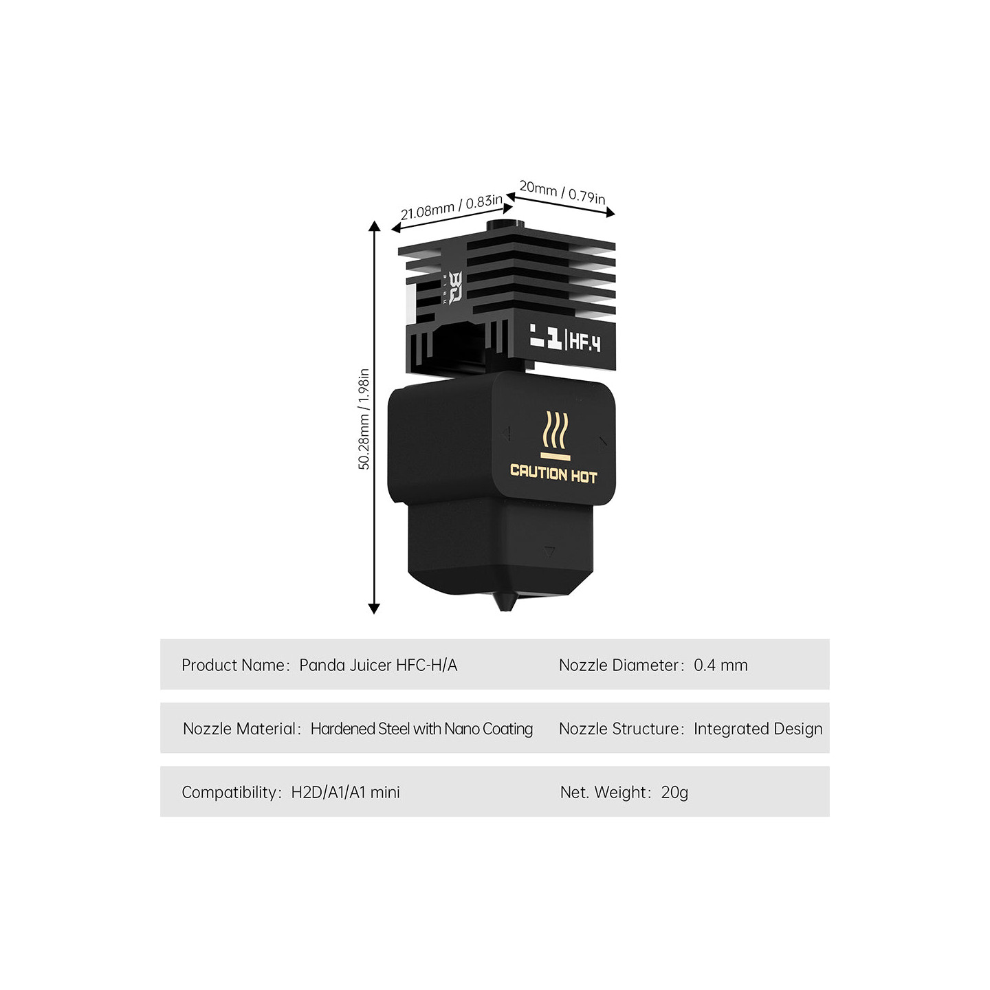 BIQU 3D Panda Juicer Hotend HFC - H/A (For Bambu Lab H2D/A1/A1 mini)