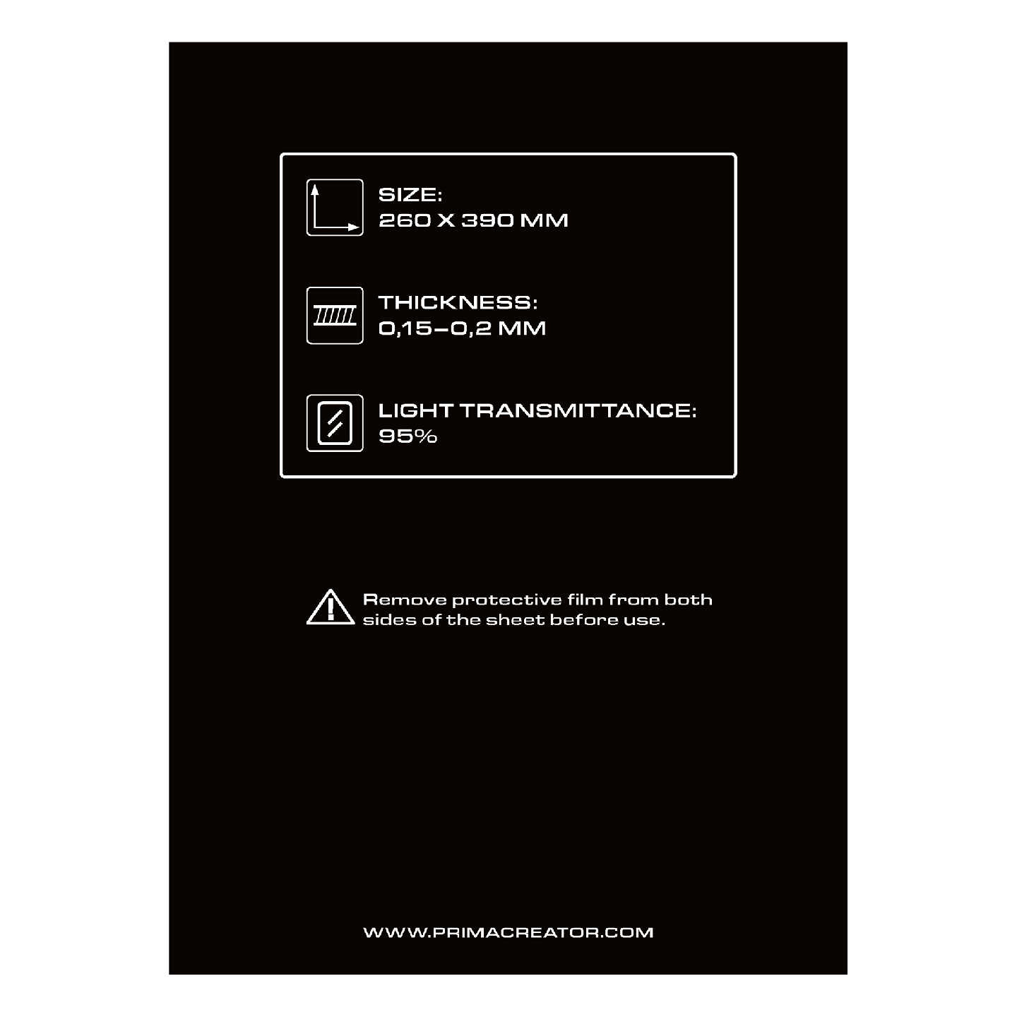 PrimaCreator nFEP Film Sheet for 3D Printers - 260 x 390 mm